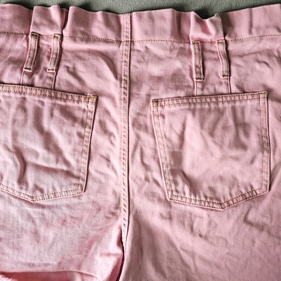 Free People Womens Pink Paperbag Denim Cutoff Shorts 8 Relaxed Loose Fit Summer - Picture 4 of 5